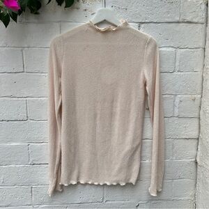 Umgee Tan Ribbed Mock Neck Long Sleeve Top
